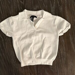 Forever 21 White Polo Knit Top